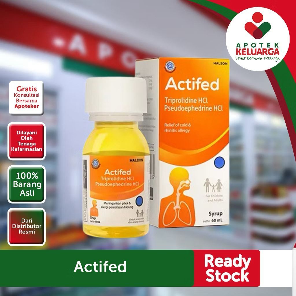 ACTIFED Sirup 60ml Kuning Meredakan Pilek Alergi Pseudoefedrin Triprolidine Dewasa Anak