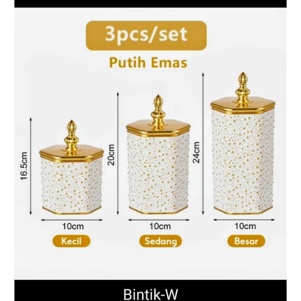 Set 3 Toples Plastik Titik Emas Aesthetic Kedap Udara