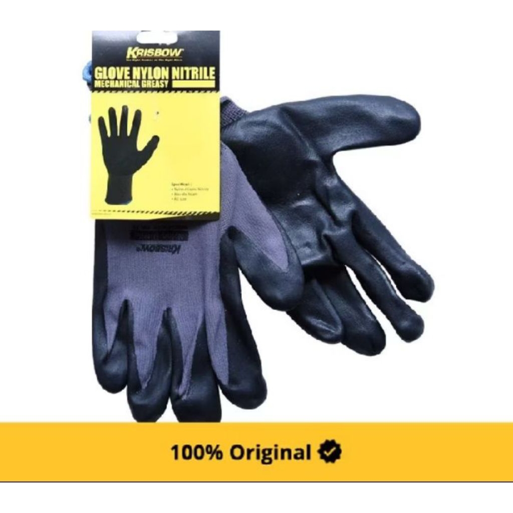 Sarung Tangan Pengaman Kerja Nilon Nitril Krisbow Safety Gloves Krisbow
