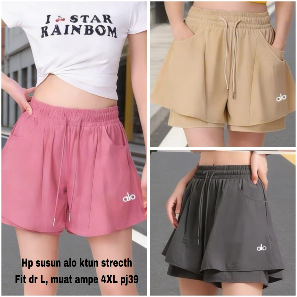 hotpans alo celana pendek jumbo wanita bigsize hotpans bkk