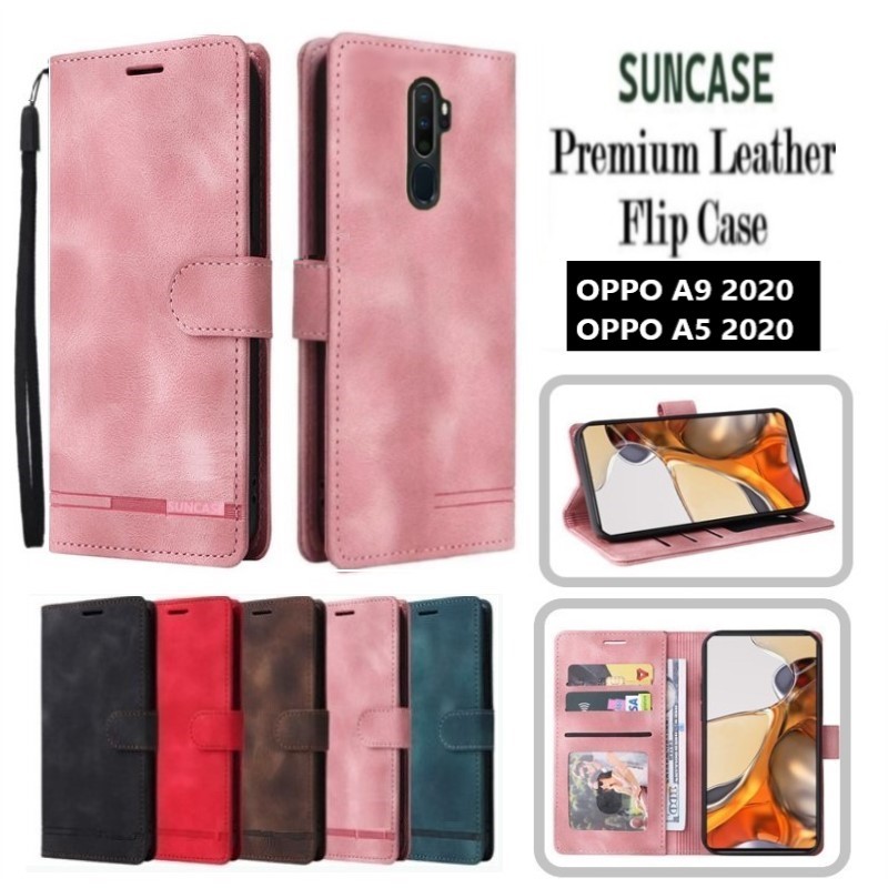 Casing hp OPPO A9 2020 / A5 2020 model flip dompet softcase premium ada tali