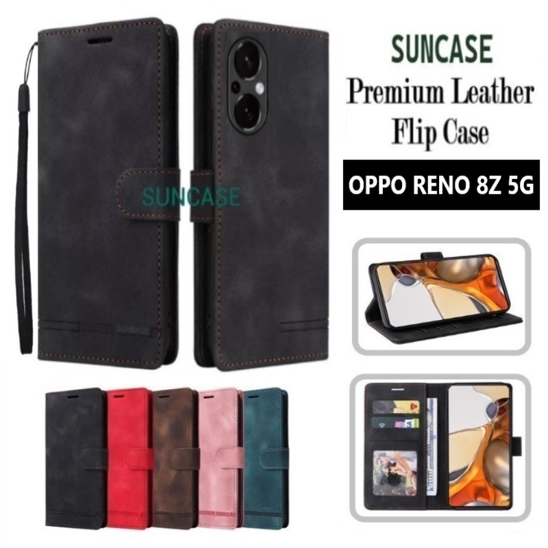 Casing hp OPPO RENO 8Z 5G model flip dompet softcase premium ada tali