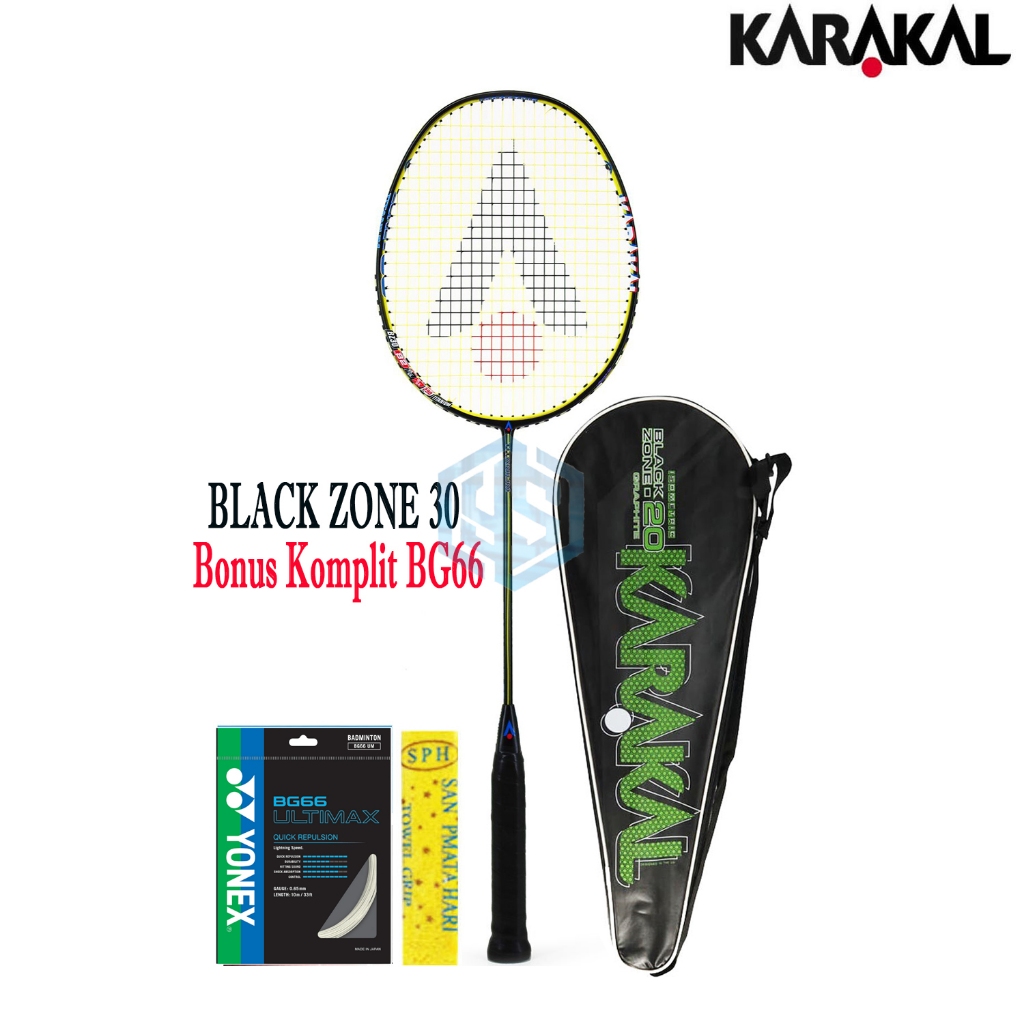 Raket Badminton Karakal Black Zone 30 Bonus Komplit