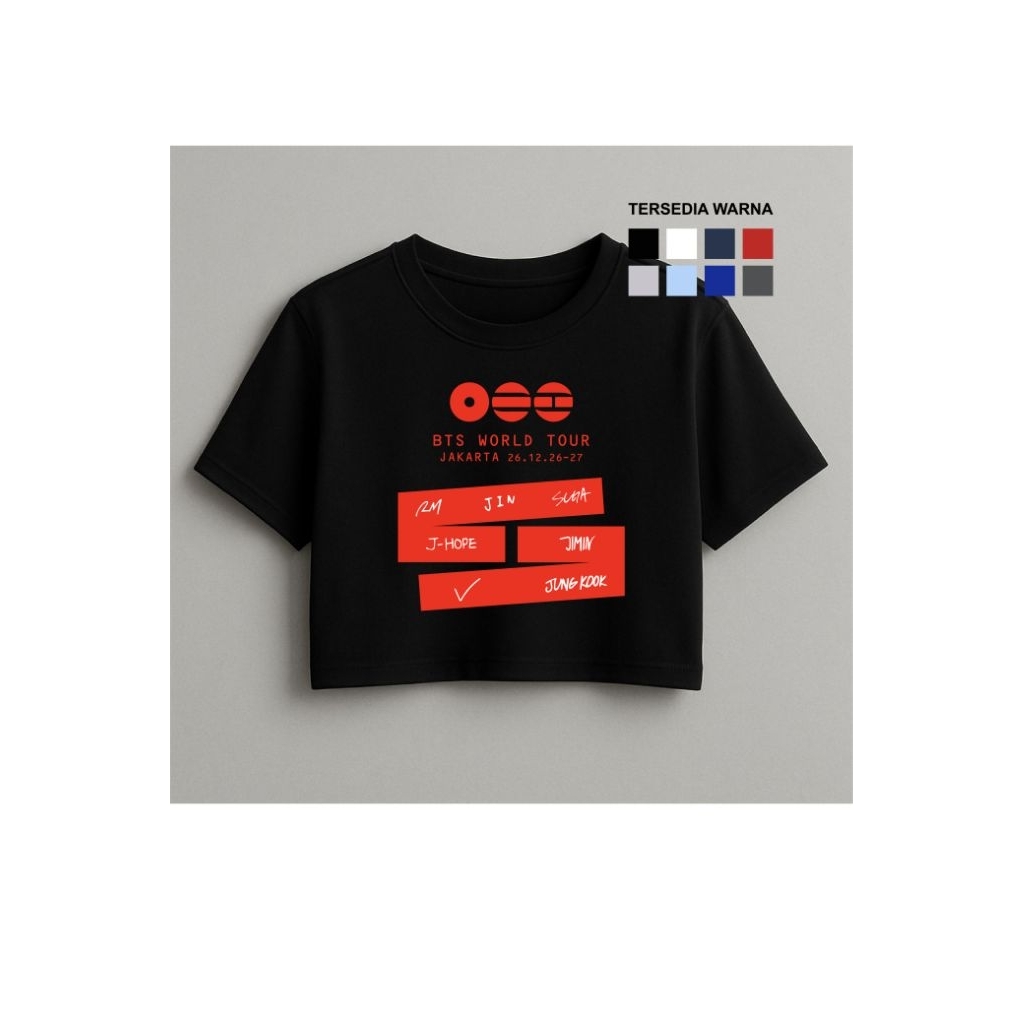 Croptop BTS konser 2026 , kaos BTS konser , Kaos BTS logo baru