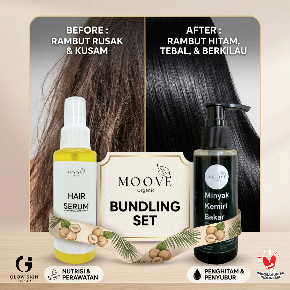 (COD) Paket Bundling Anti Rontok Minyak Kemiri Bakar + Hair Serum - Paket Penumbuh Rambut Cepat dan 