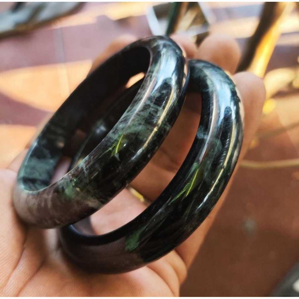 gelang banggel batu black jade aceh