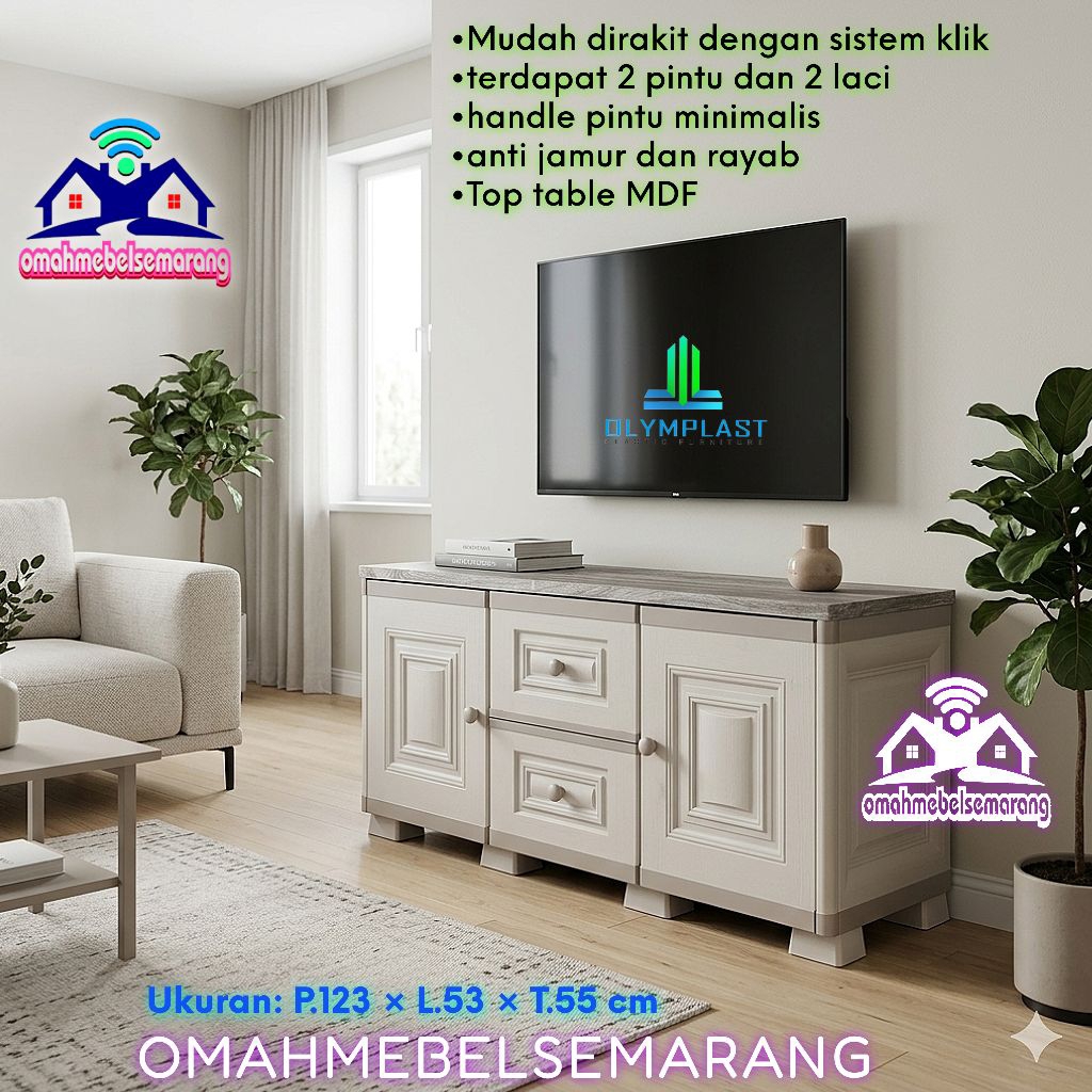 Meja Rak buffet TV Plastik OLYMPLAST OTC AVR 2P2L audio video rack minimalis modern