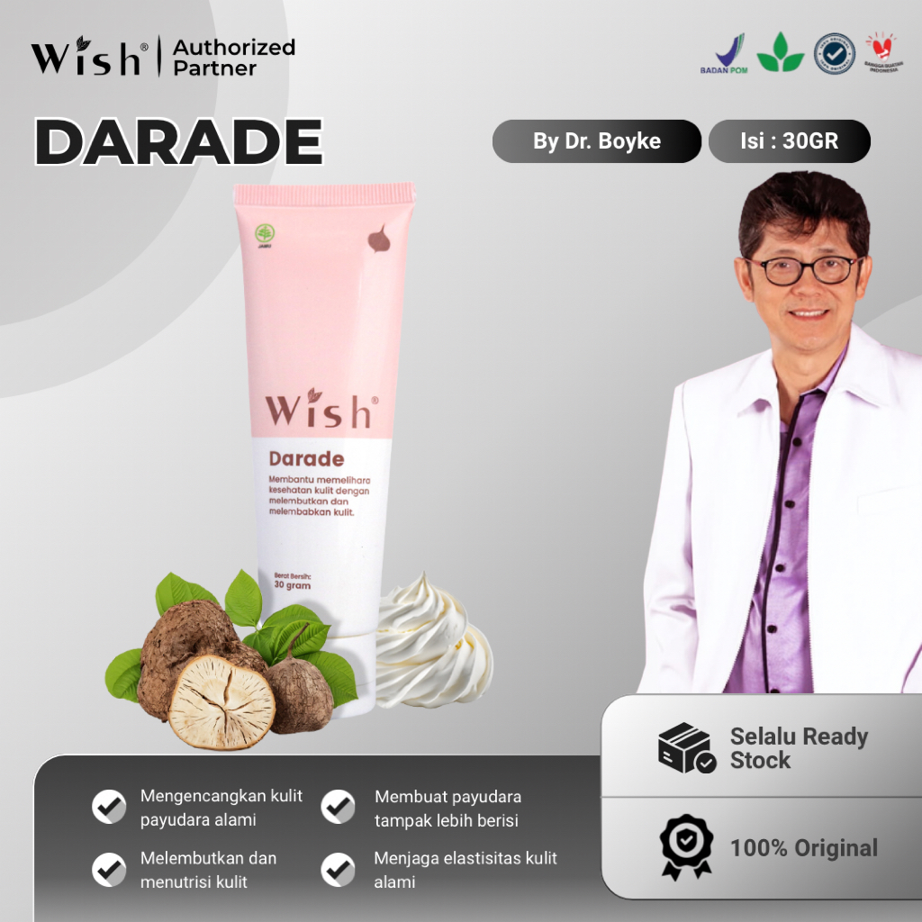Wish Darade Cream Dr Boyke 30gr - Krim Pengencang Payudara & Kenyal Alami BPOM Original