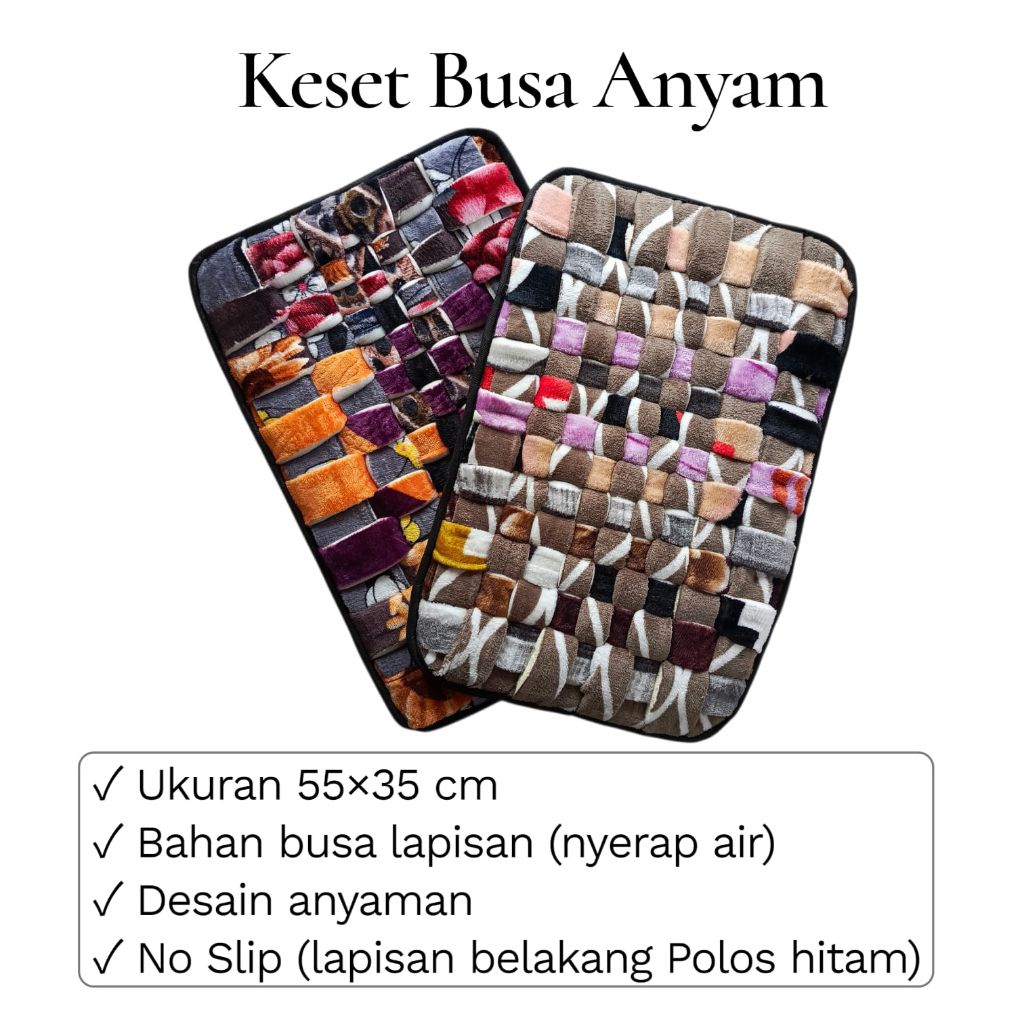 Keset Anyam Busa Tebal Nyerap Air||55×35