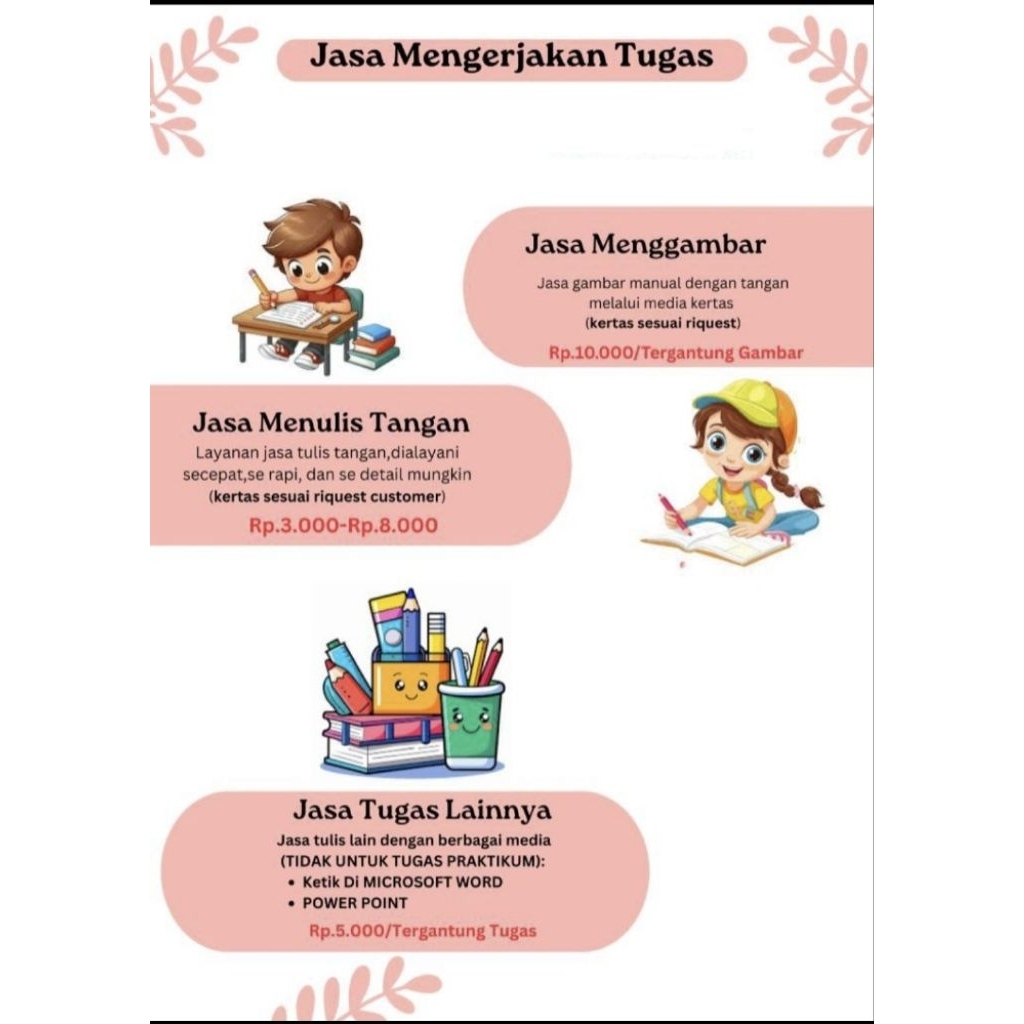 jasa mengerjakan tugas tulis/gambar