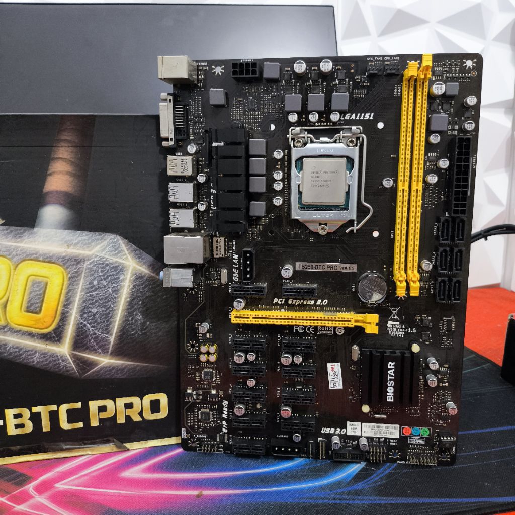 MOTHERBOARD BIOSTAR TB250 BTC PRO + PROCESSOR INTEL G4400