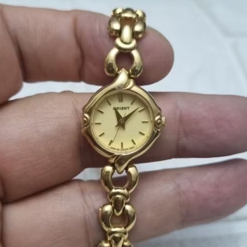 arloji jam tangan rantai fashion wanita merk ORIENT ORI ASLI JEPANG gold plate model mungil vintage 