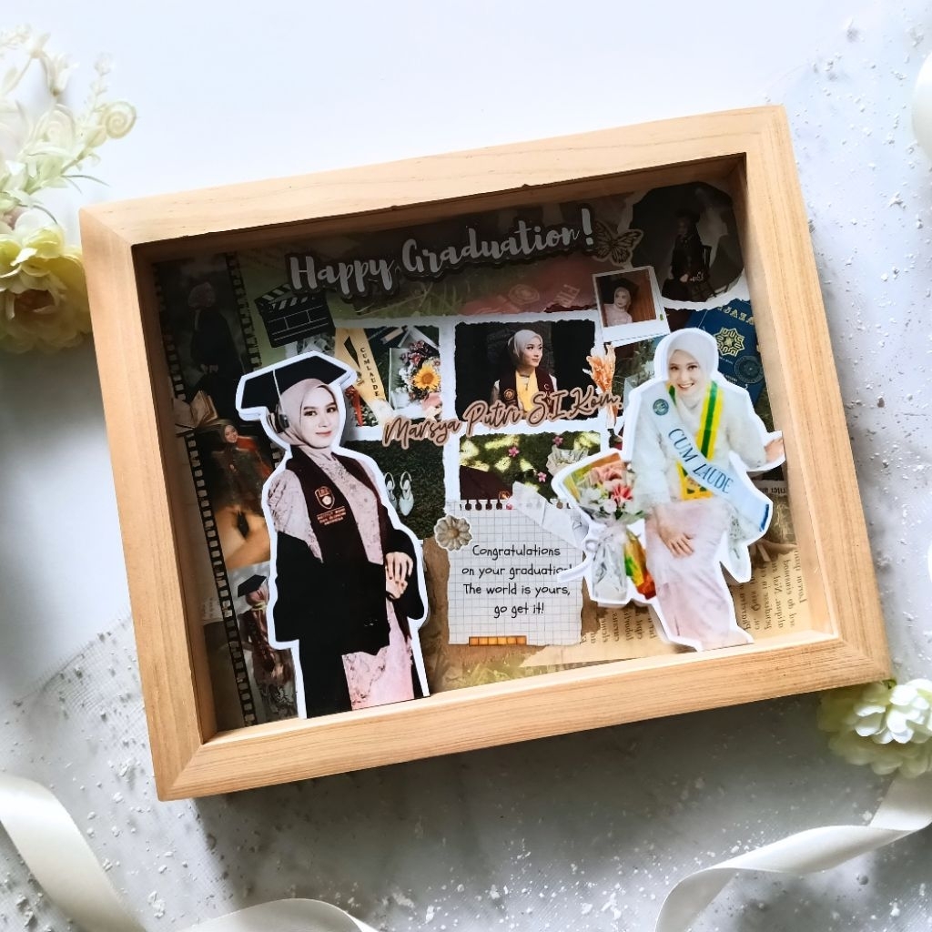 (CUSTOM) KADO FRAME BINGKAI UCAPAN GRADUATION POP UP KOLASE FOTO WISUDA SEMPRO