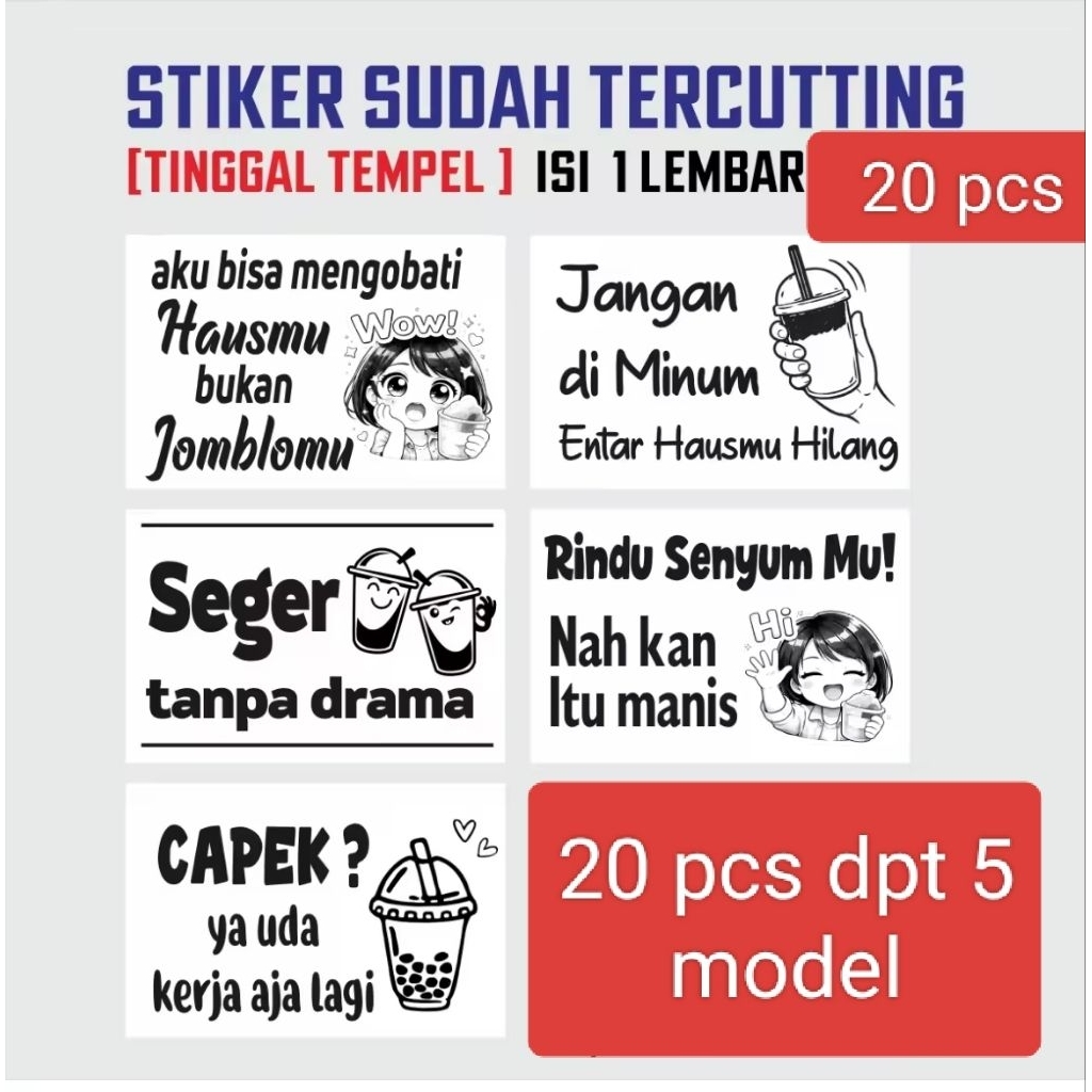 stiker cup transparan..