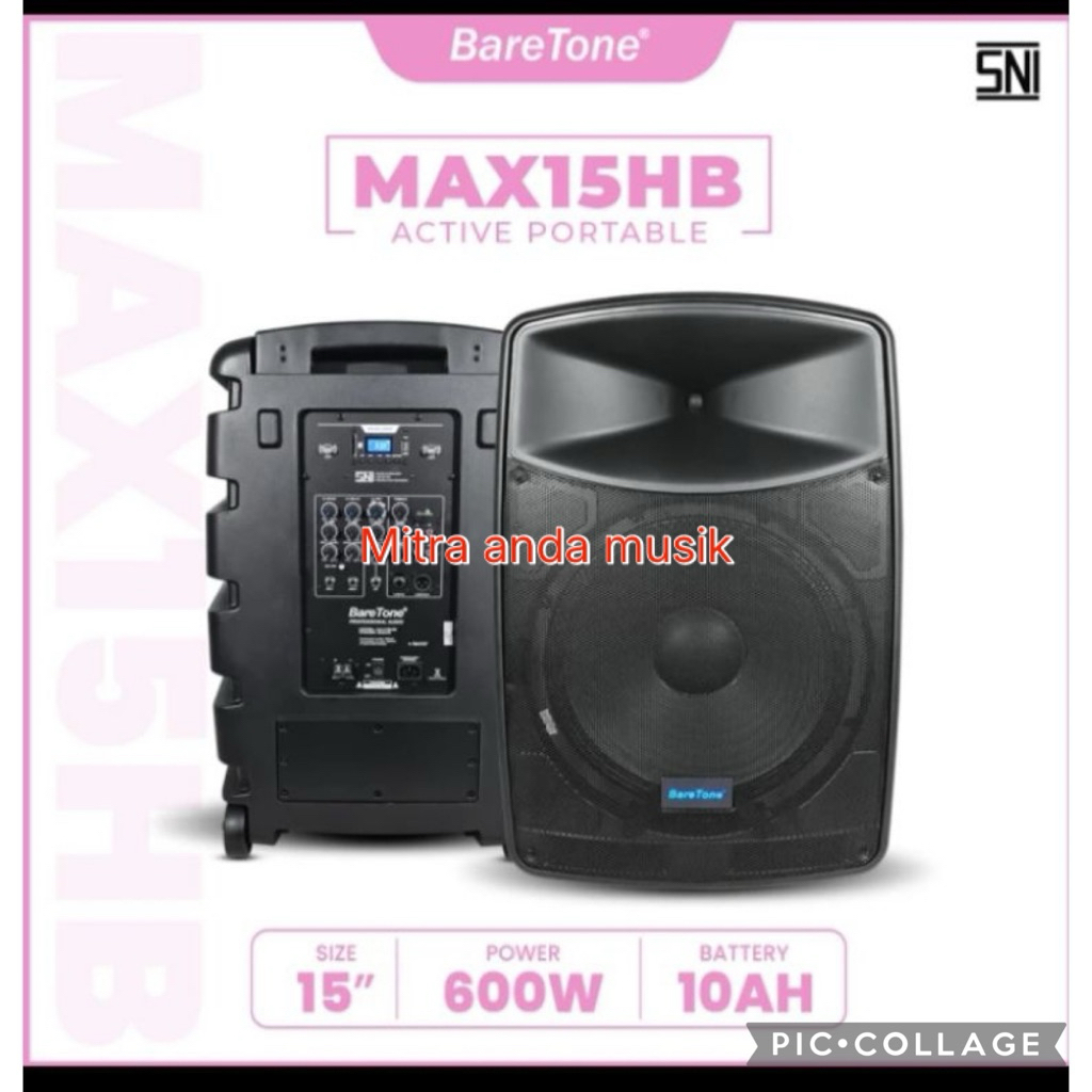Baretone MAX15HB Speaker 15 Inch Portable RMS 600 Watt New Model dengan TWS Bluetooth & Media Player