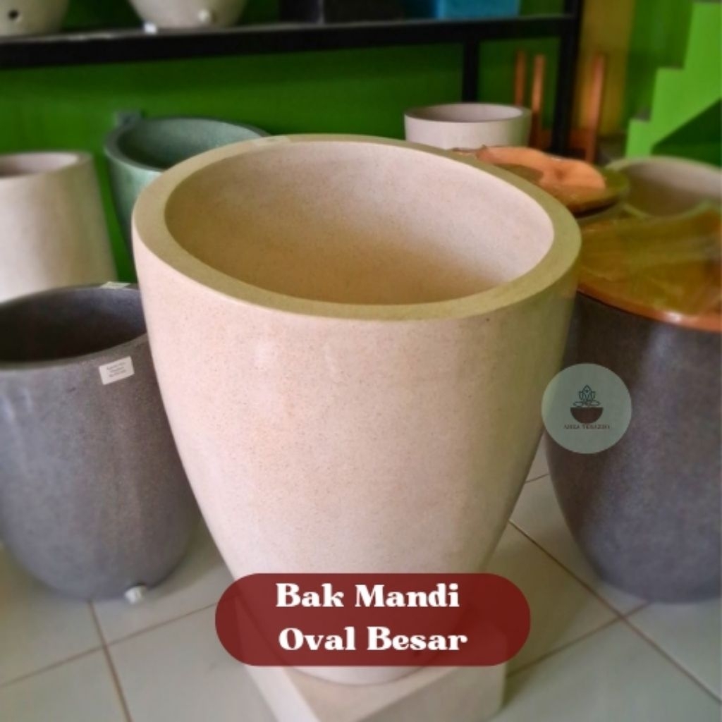 Bak Mandi Oval Besar Terazzo | Bak mandi standing handmade