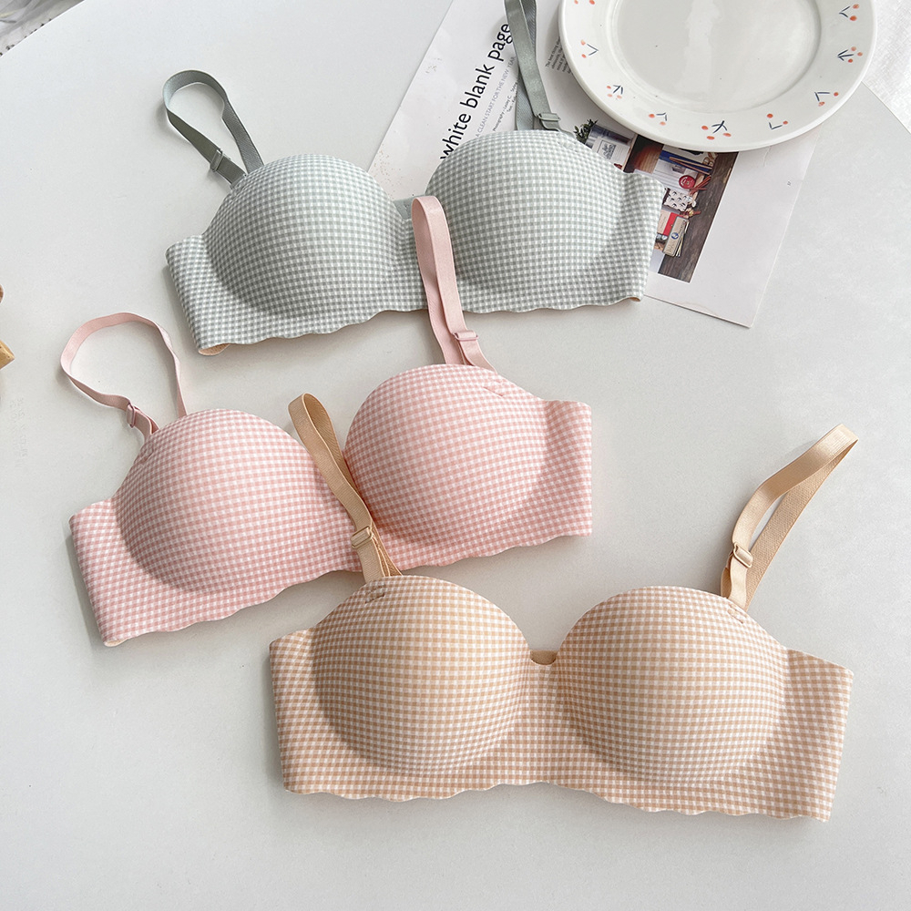 BRA PUSH UP MOTIF KOTAK KOTAK BRA WANITA NYAMAN TANPA KAWAT