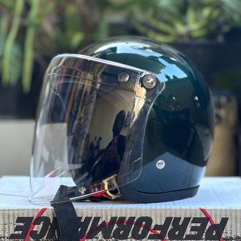 Helm Slimhead Custom Tx500 Classic Hijau + Kaca Full Face