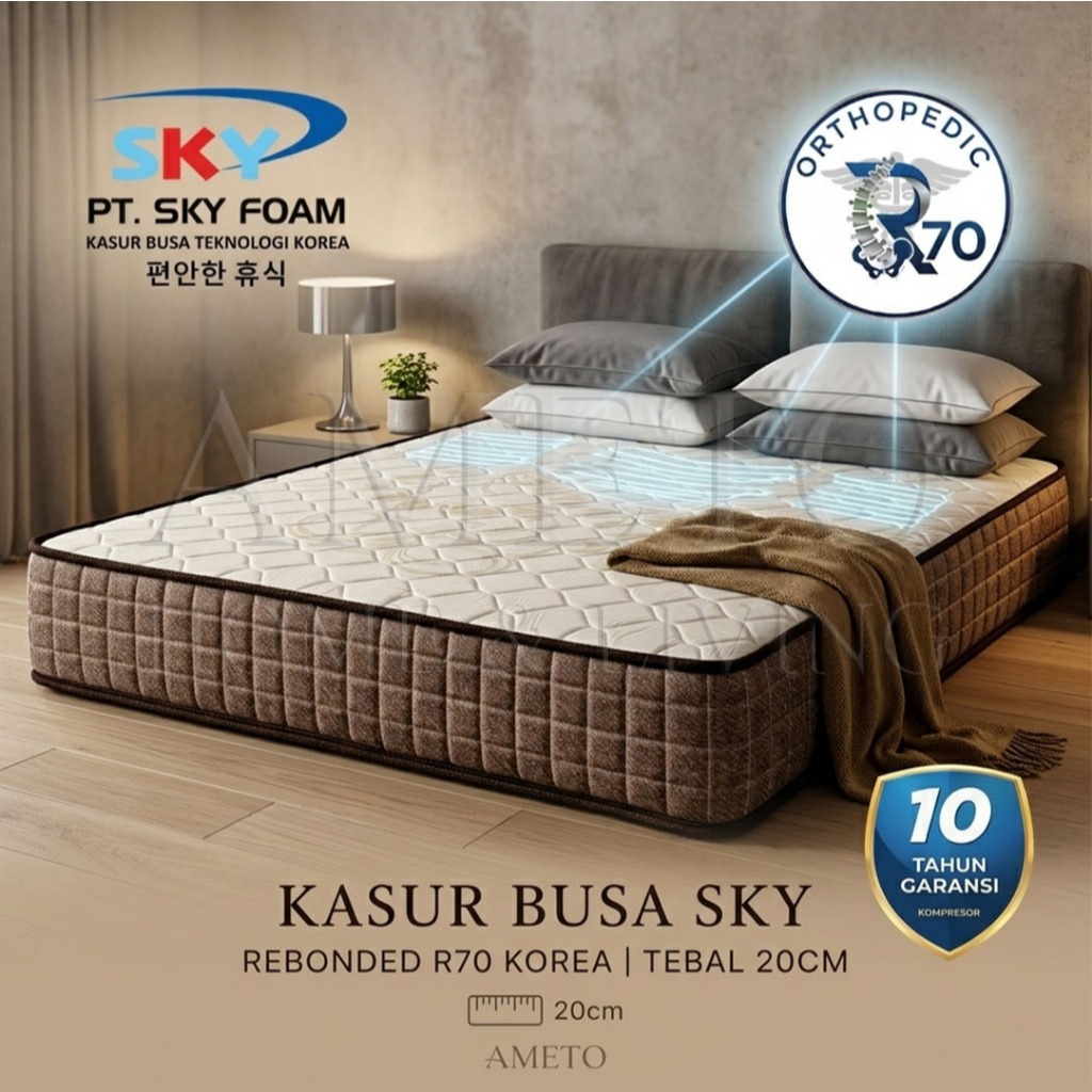 Kasur Foam Busa SKY Rebonded Korea Garansi 10 Tahun - Kasur T20 - 90 100 120 140 160 180 x 200 cm