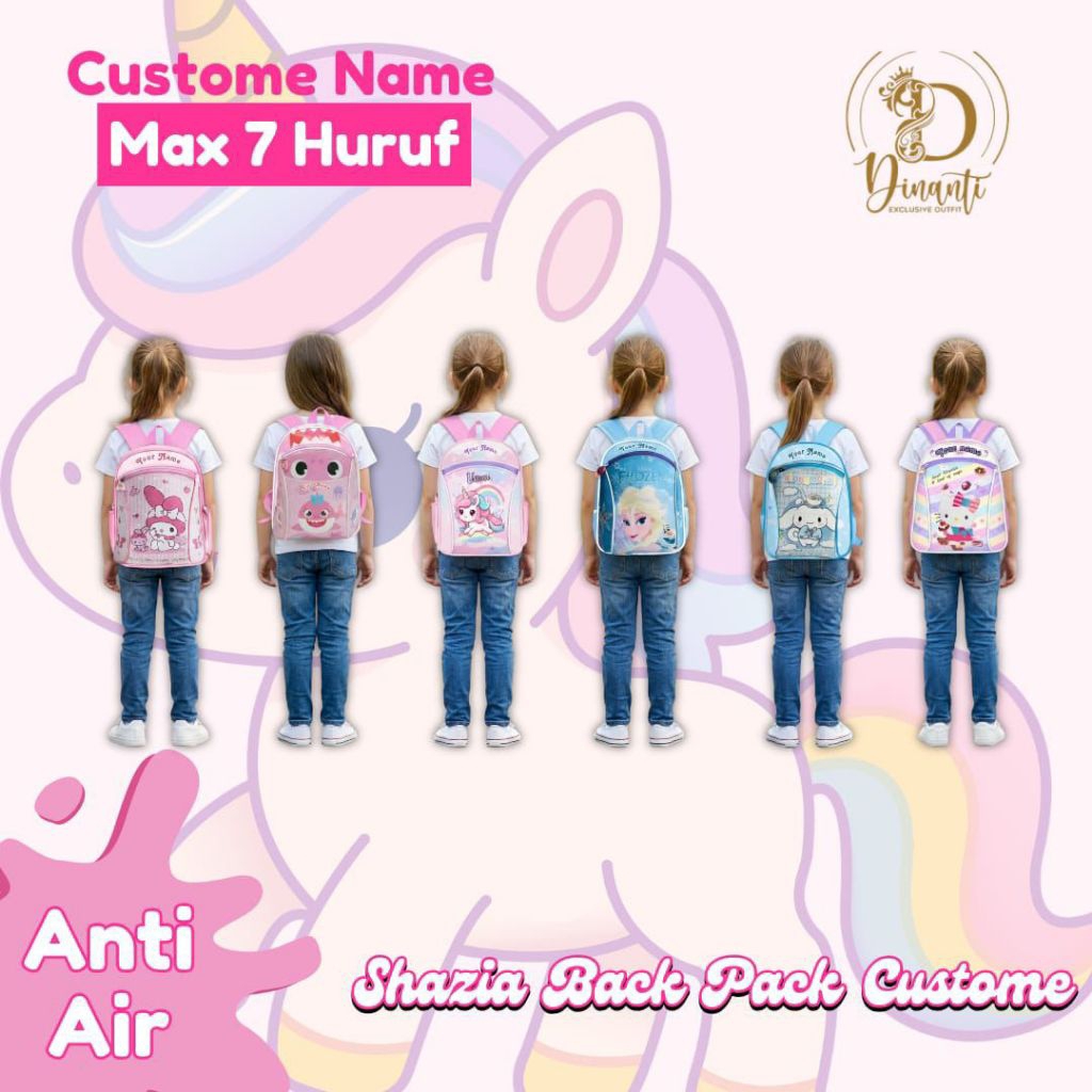 PO‼️tas ransel anak Shazia Backpack Series CUSTOME NAME by dinanti