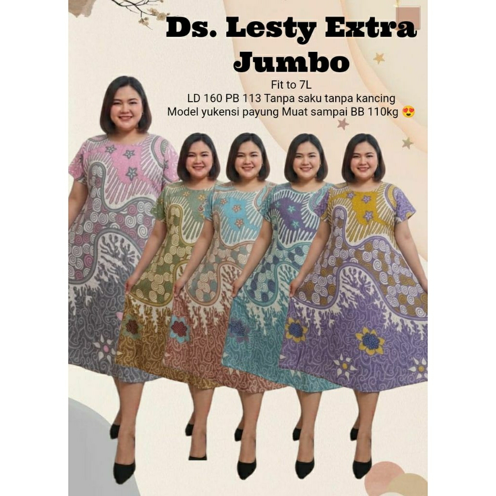 Daster Lesty Extra Jumbo Ld 160 | Daster Mayung Lengan Pendek