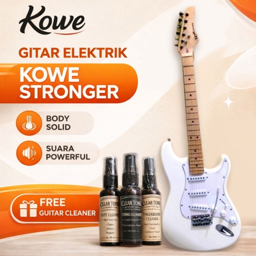 Gitar Elektrik Kowe Stronger Original | Stratocaster Style | Siap Pakai | 3 Single Coil | Cocok Pemu