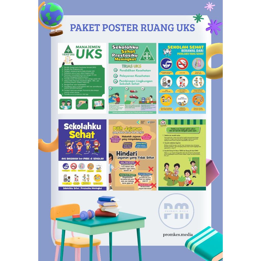 Paket Poster Ruang UKS, Trias UKS, Sekolah Sehat, UKS Sekolah