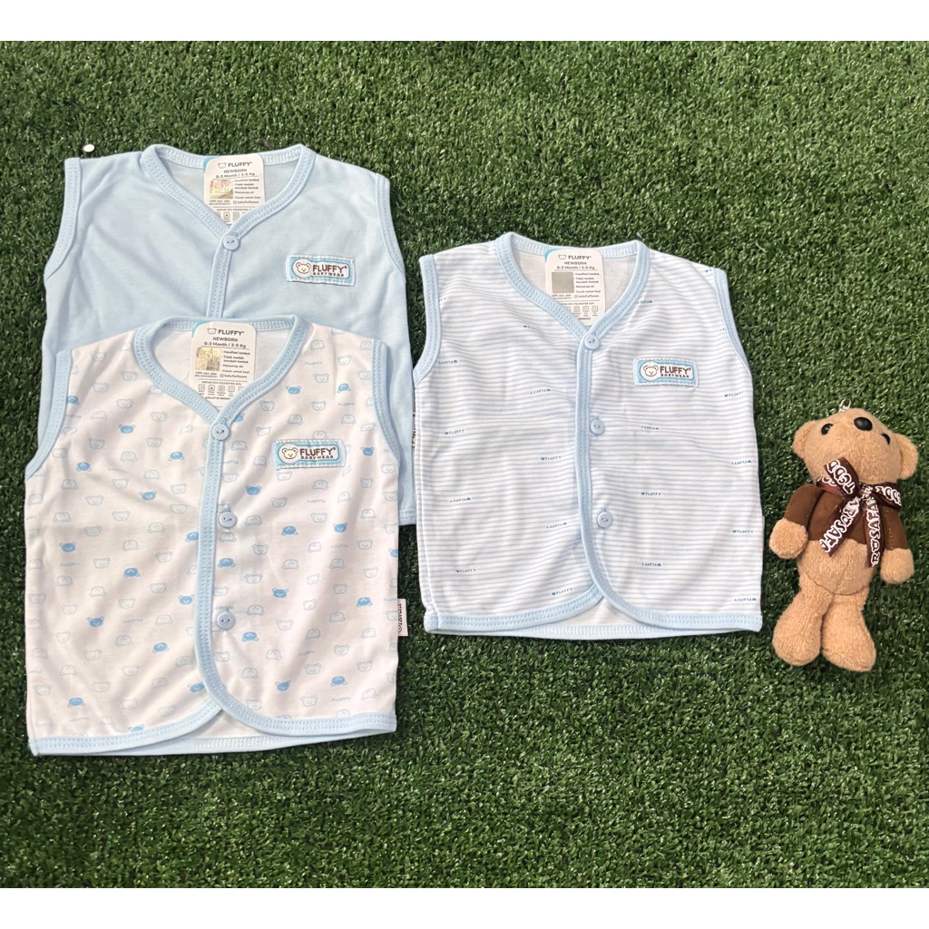 set 3 pcs baju kutung bayi new born 0-3 bulan merk fluffy fluffy baby wear