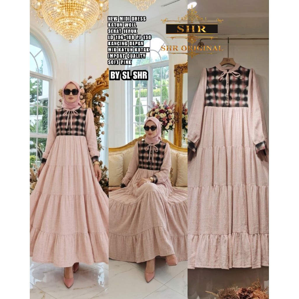 NEW MIDI DRESS GAMIS KATUN WOLL ORI SHR ORIGINAL SHR BEST SELLER