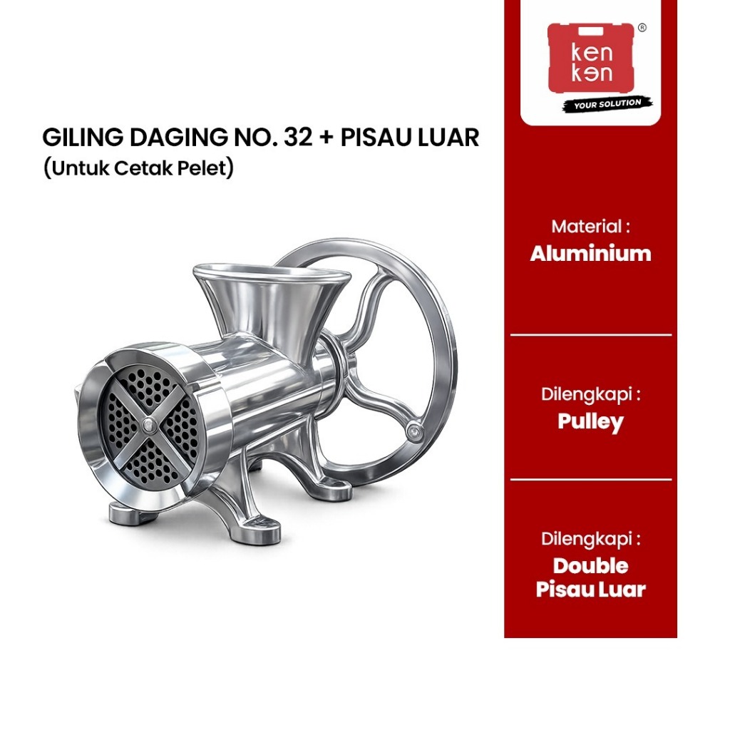 Seagul- Gilingan Daging Giling Cetak Pellet Pisau Luar Double No. 32 + Pulley untuk Cetak pelet