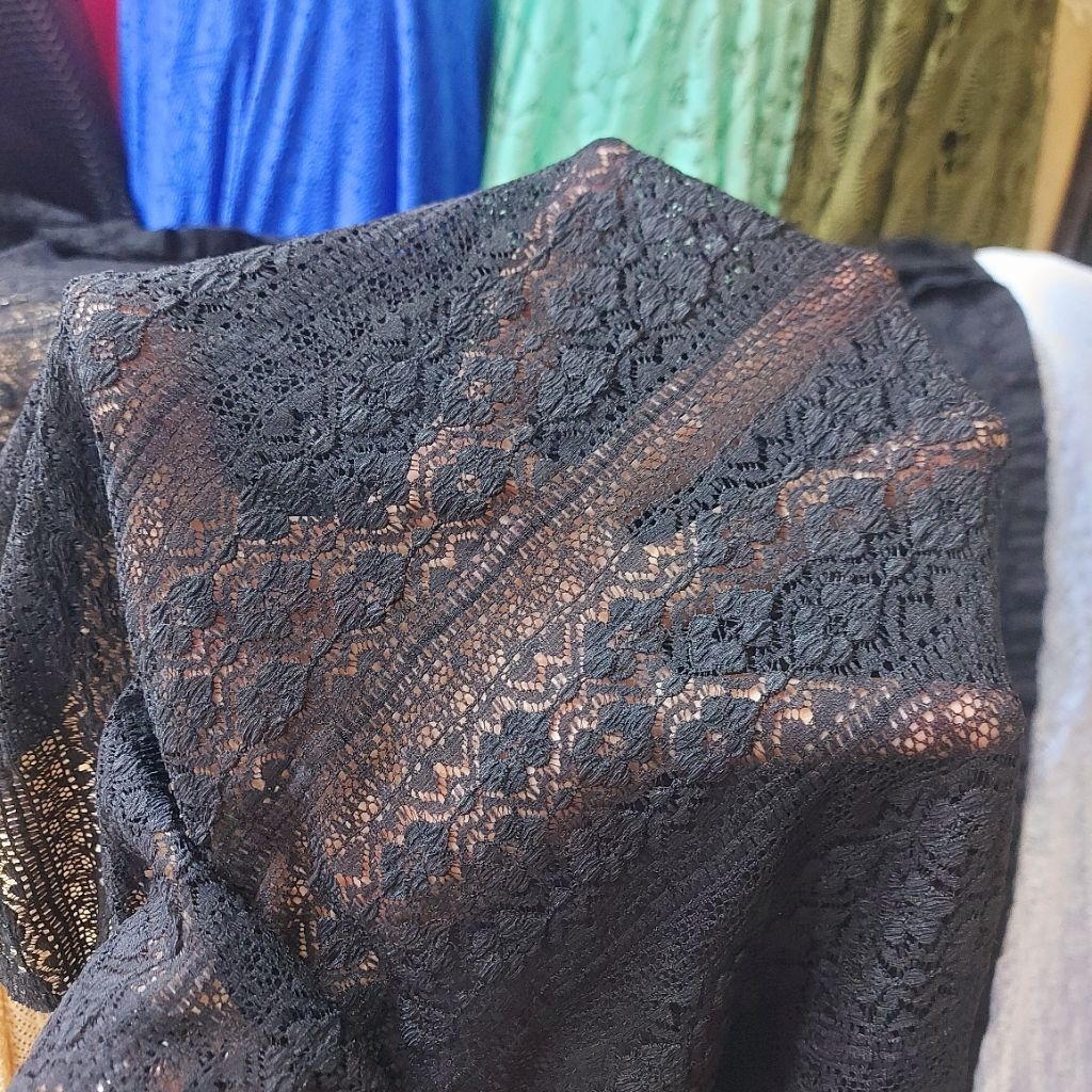 kain brokat premium  - kain brokat meteran  - kain brokat stretch ( hitam )