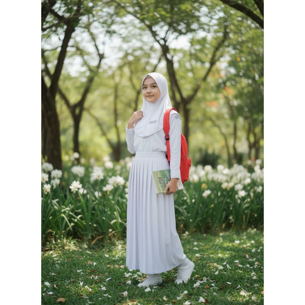 ROK PANJANG PUTIH FULL REMPEL BAHAN DRILL SERAGAM SEKOLAH SMP BAWAHAN ANAK PEREMPUAN TERKINI