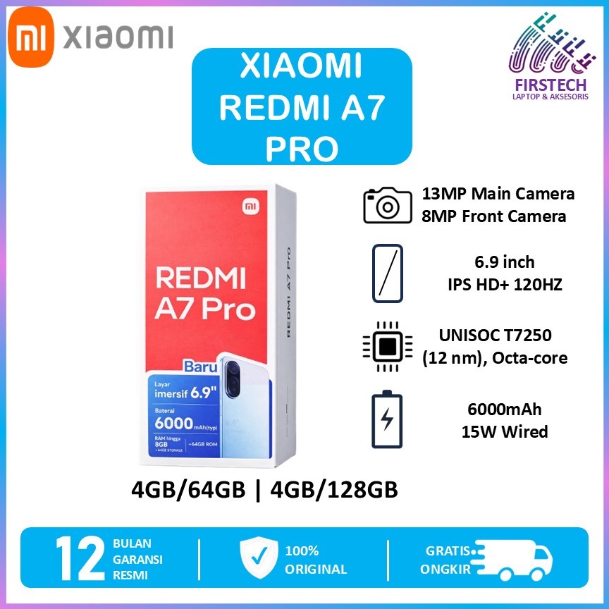 XIAOMI REDMI A7 PRO 4GB 128GB 6,9 inci 120Hz, baterai 6000MAH, HyperOS 3 berbasis Android 16.