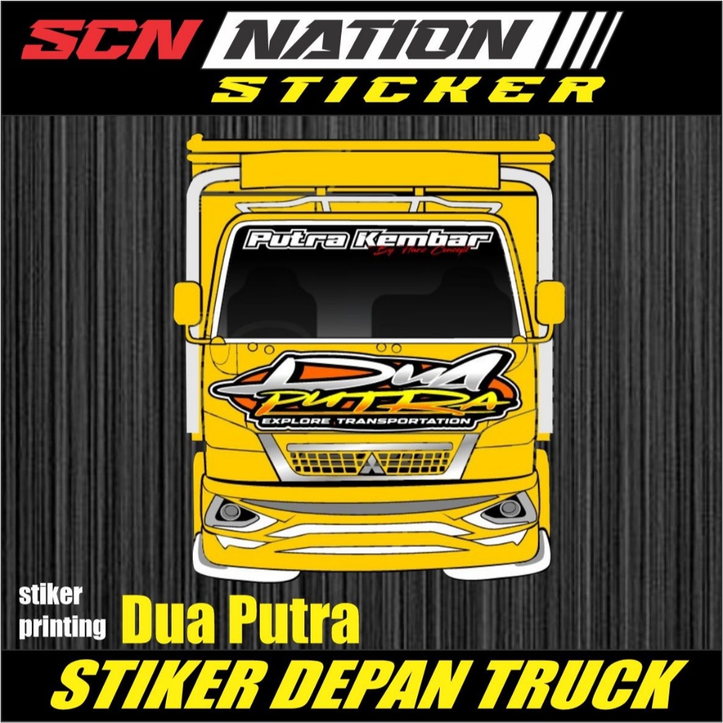 Stiker Kabin Depan truk Canter-Stiker Kaca-Stiker Dua Putra-Stiker Putra Kembar-Stiker Bebas Reques
