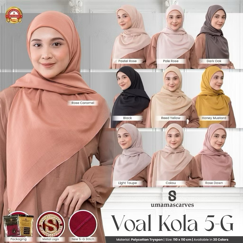 [2pcs] JILBAB SEGIEMPAT POLOS VOAL KOLA 5-G ORIGINAL UMAMA ||  HIJAB VOAL PREMIUM || MUNAZ HIJAB