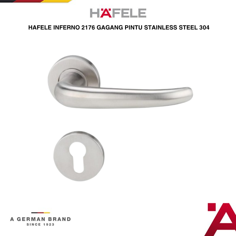Hafele Inferno 2176 Gagang Kunci Pintu/Pintu Rumah Satin Stainless Steel 304  - Pegangan Pintu Set M