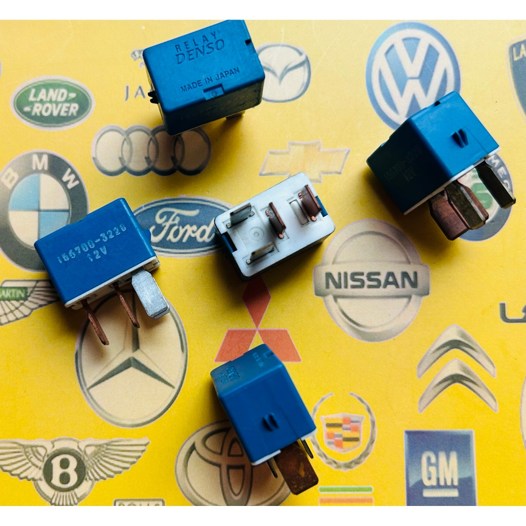 RELAY MOBIL MINI WARNA BIRU  DENSO 12V KAKI 4 TIPE PART NO. 156700 - 3220 & 3240( ORI )