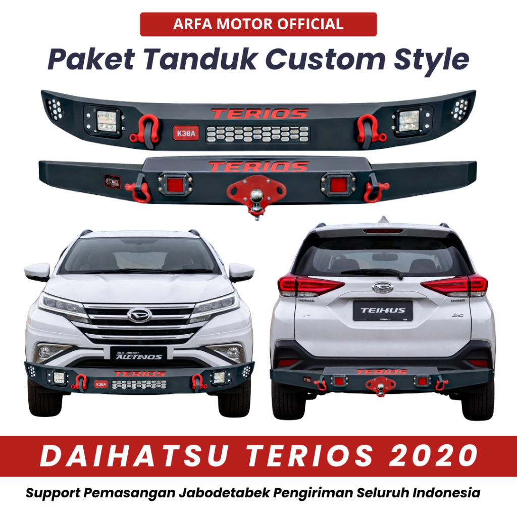 PAKET TANDUK DEPAN TOWING BELAKANG ALL NEW TERIOS 2020 CUSTOM PENGAMAN PELINDUNG BEMPER ANTI KARAT