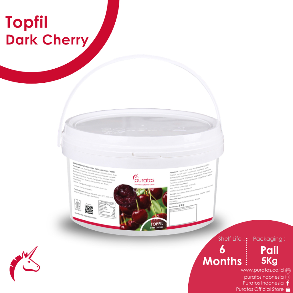 Puratos Topfil Dark Cherry FIlling Siap Pakai Dark Cherry - 5Kg