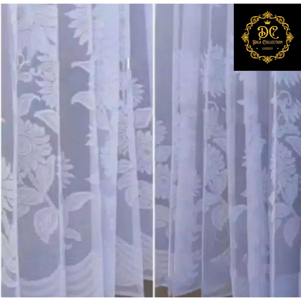 GORDEN VITRASE MOTIF BUNGA MATAHARI DAN BUNGA TULIP TINGGI 230cm