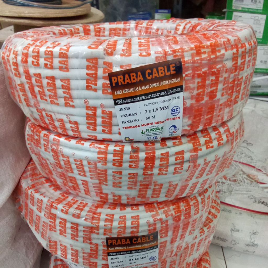 Kabel Praba NYM 2 x 1,5 mm meteran kabel Listrik instalasi
