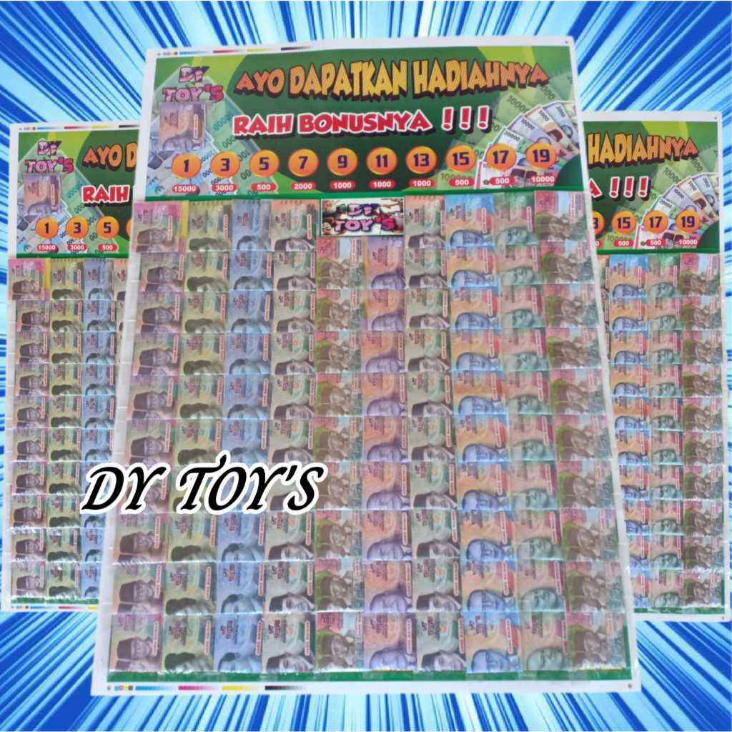 Paket Usaha Mainan Cabutan Uang Samakan Nominal Angka Hadiah 1 Lembar Isi 100pcs Kupon