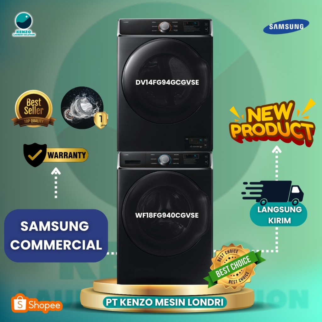 Stack Washer Samsung 18 kg & Dryer Samsung 14 Kg Commercial Laundry