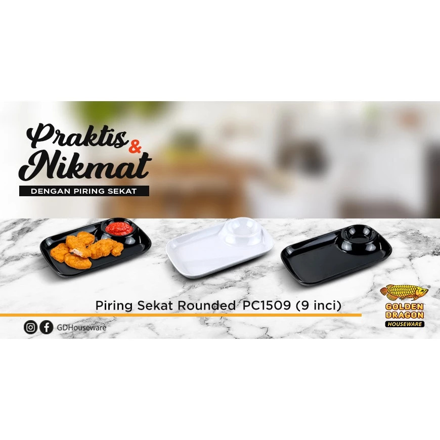 PIRING SEKAT Rounded Melamine Snack Sambal Golden Dragon PC1509