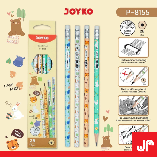 JOYKO PENSIL 2B 1PAK P-8155 ANIMAL LOVERS / PENSIL TULIS PENSIL SEKOLAH 2B 1PAK