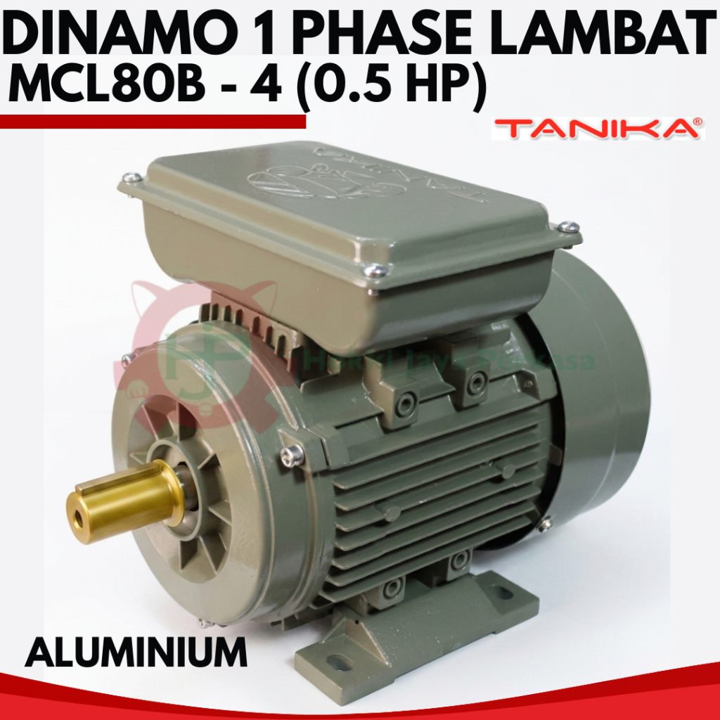 TANIKA Dinamo 1 Phase Lambat MCL80B - 4 (0.5 hp) Aluminium 0.37 kW / 0.5 HP / 1400 rpm Induction Mot