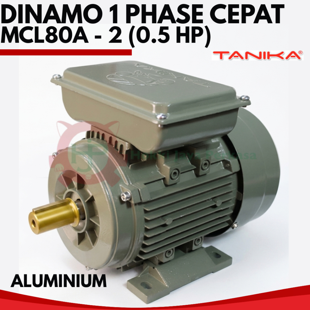 TANIKA Dinamo 1 Phase Cepat MCL80A - 2 (0.5 hp) Aluminium 0.37 kW / 0.5 HP / 2900 rpm Induction Moto