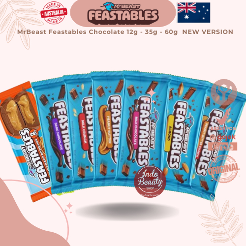 MrBeast Feastables Chocolate 100% Original 12g - 35g - 60g  NEW VERSION Mr Beast Coklat