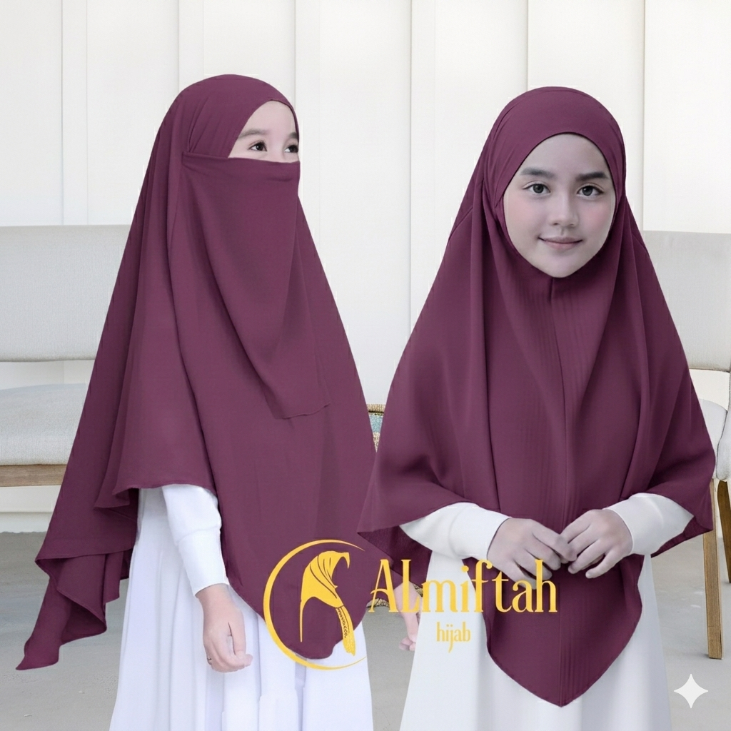 hijab french khimar crinkle anak/jilbab anak crinkle french khimar walid