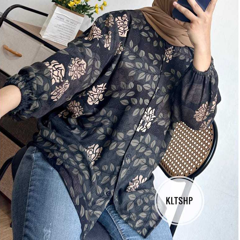 JTS Kemeja Rayon Wanita Korean Style Premium - Fauna Blouse Balon Rayon Premium Wanita Modis